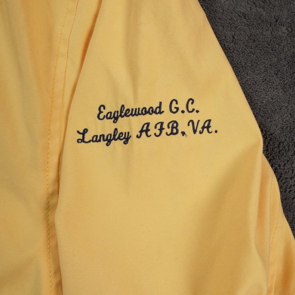 VTG Tommy Hilfiger Golf Jacket Mens M Yellow Langley Airforce Base Eaglewood GC - Picture 2 of 13